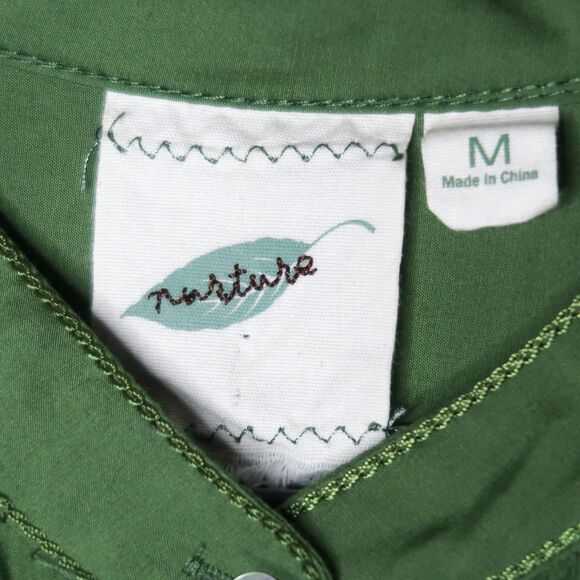 Nurture Womens Silk Button Up Shirt Size Medium Green Boho Lagenlook Hippie‎ - Picture 3 of 10